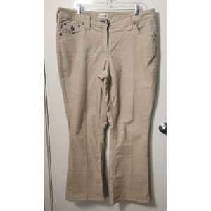 Fashion Bug Women's 18W Corduroy Beige Pants Flap Pockets Stretch Y2K 90s Casual